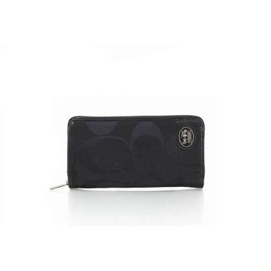 Coach Big Logo Signature Small Black Wallets FEW - Click Image to Close